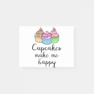 cupcakes make me happy post-it notes