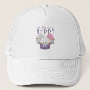 Cupcakes Make Me Happy Trucker Hat