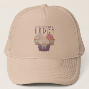 Cupcakes Make Me Happy Trucker Hat