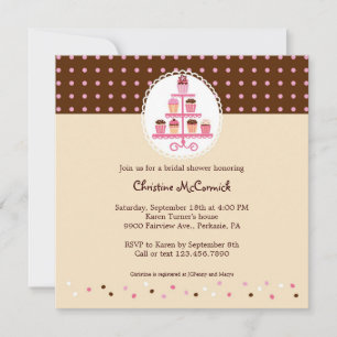 Cupcakes on a Stand (Brown/Cream) Invitation