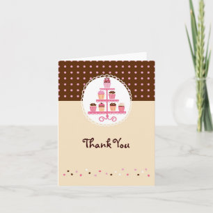 Cupcakes on a Stand (Brown/Cream) Thank You Card