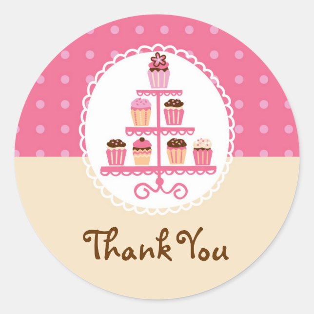 Cupcakes On A Stand Favour Sticker (Front)