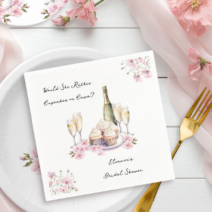 Cupcakes or Cava Floral Champagne Bridal Shower Napkin