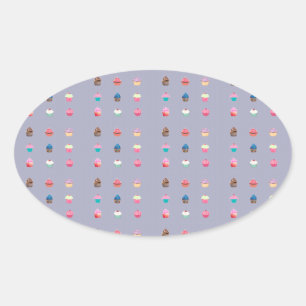 Cupcakes Oval Sticker