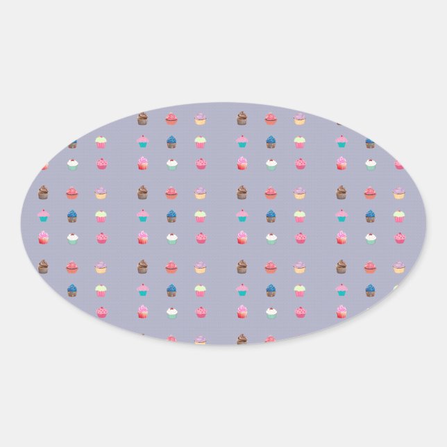 Cupcakes Oval Sticker (Front)
