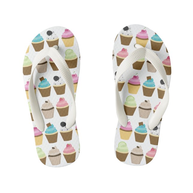 Cupcakes Pattern Kid's Thongs (Footbed)
