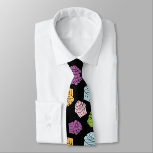 Cupcakes Pattern Pastry Chef Cute Black Tie