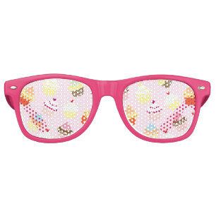 CUPCAKES PINK PATTERN RETRO SUNGLASSES