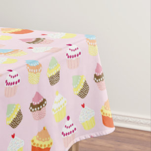 CUPCAKES PINK PATTERN TABLECLOTH