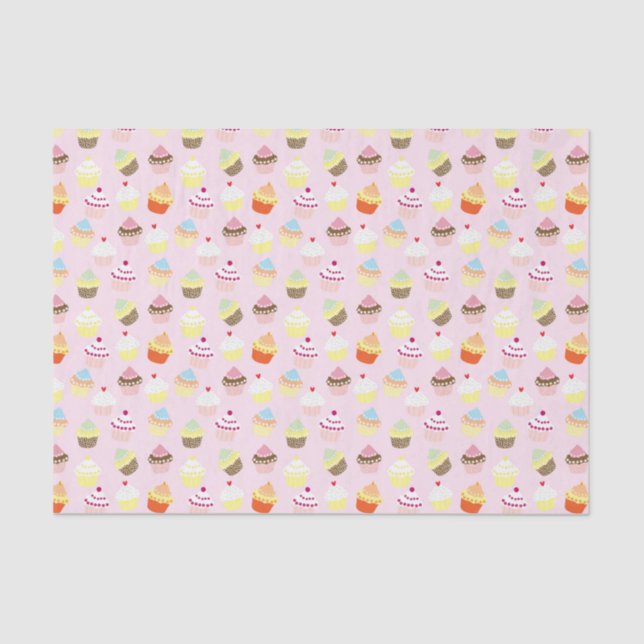 CUPCAKES PINK PATTERN TISSUE PAPER (Front)