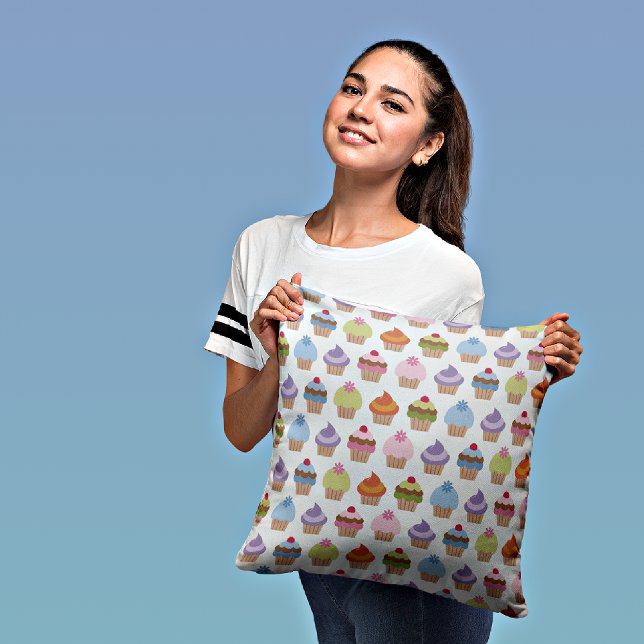 Cupcakes & Polka Dots Decorative Throw Pillow (Creator Uploaded)