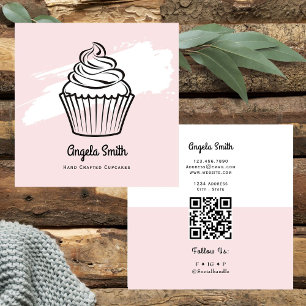 Cupcakes Trendy Website Pink Square Business Card