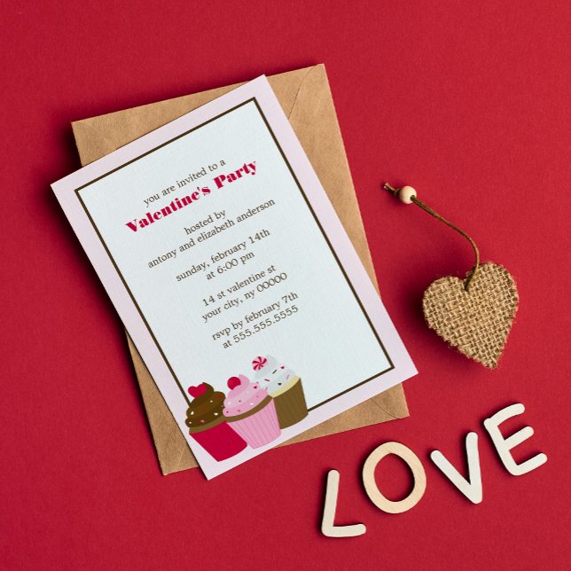 Cupcakes Valentines Day Party Invitation (Creator Uploaded)