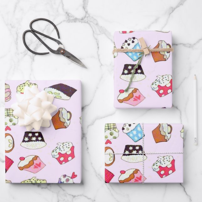 Cupcakes Wrapping Paper Sheet (Front)