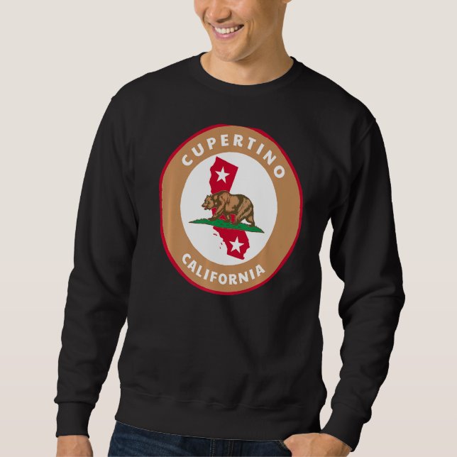Cupertino California Ca Flag And Bear Badge Souven Sweatshirt (Front)