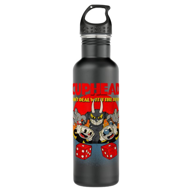 Cuphead And Mugman Devil's Dice Video Game  710 Ml Water Bottle (Front)