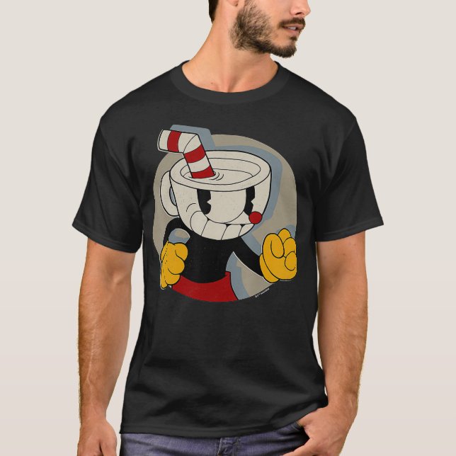 Cuphead Circle Shadow Portrait Video Game  T-Shirt (Front)