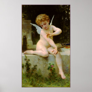 Cupid and butterfly by Bouguereau Poster