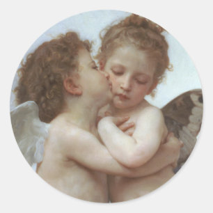 Cupid and Psyche as children - William Bouguereau Classic Round Sticker