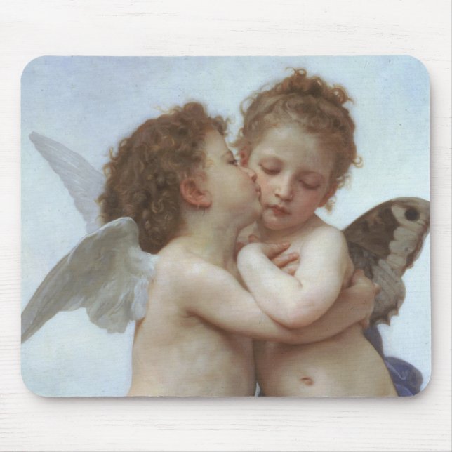 Cupid and Psyche as children - William Bouguereau Mouse Pad (Front)
