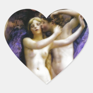 Cupid and Psyche Heart Sticker