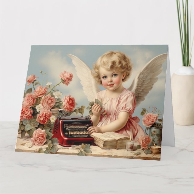 Cupid Angel write a love letter Card (Front)