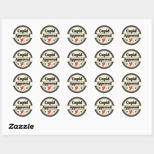 Cupid Approved Love Classic Round Sticker (Sheet)
