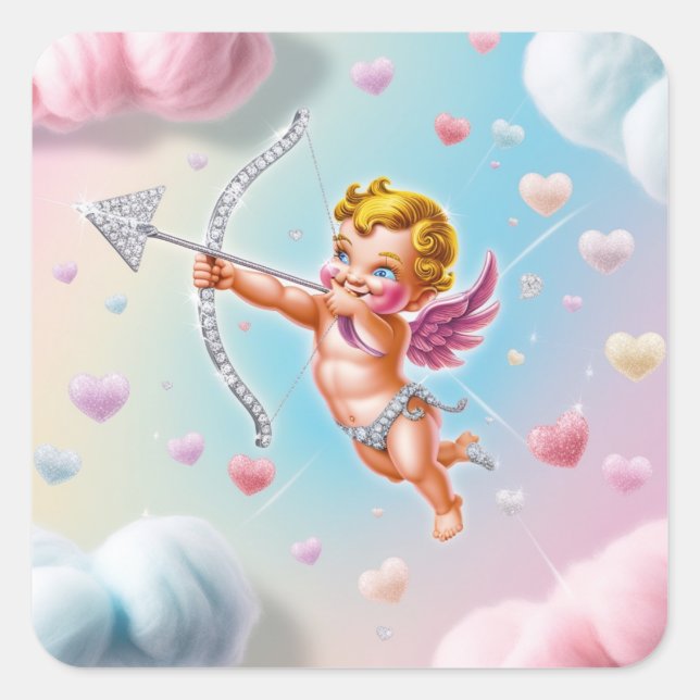 Cupid arrow on its way square sticker (Front)