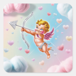 Cupid arrow on its way square sticker