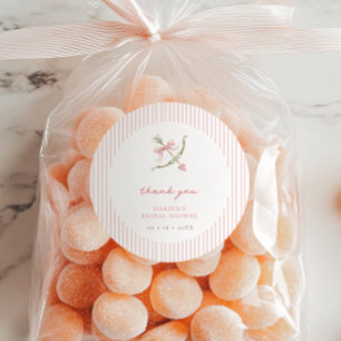 Cupid Arrow & Stripes Bridal Shower Thank You Classic Round Sticker