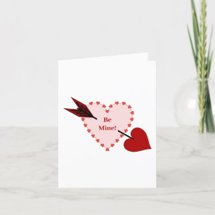 Cupid Arrow Through Heart Be Mine Valentine's Day Card