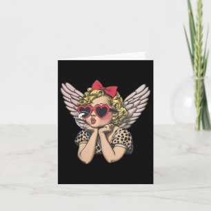 Cupid Blowing Bubble Heart Sungles Leopard Valenti Card