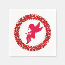 Cupid Bow & Arrow and Hearts Paper Napkin