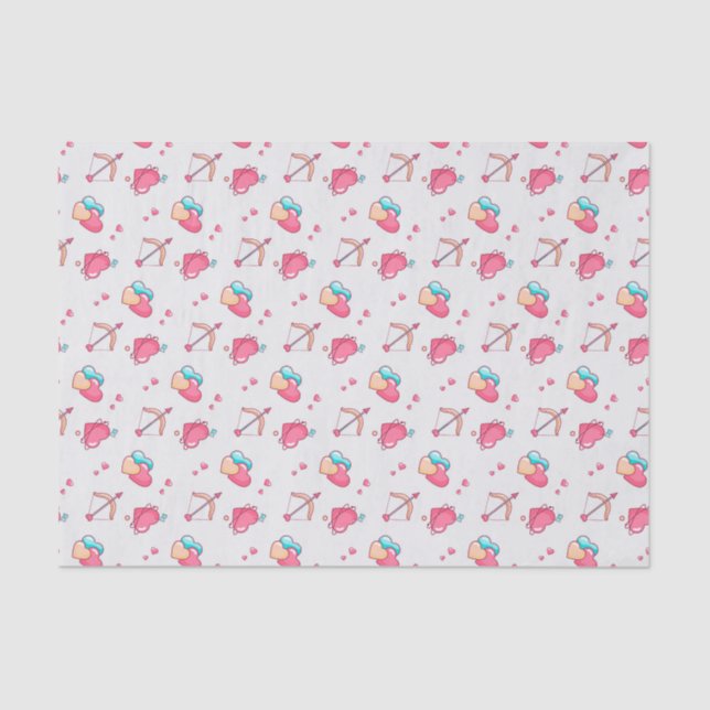 Cupid Bow Arrow Love Heart Pattern Valentine's Day Tissue Paper (Front)