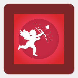 CUPID BOW LOVE RED VALENTINE SQUARE STICKER
