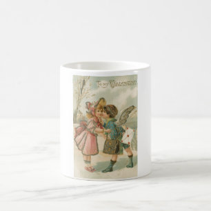 Cupid Boy and Girl in Pink Valentine Coffee Mug
