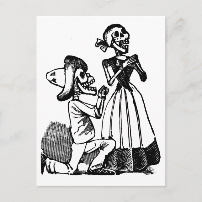 Cupid Calavera, Skeleton Lovers c. 1900s Postcard (Front)
