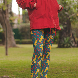 Cupid Cats Valentine's Day Orange, Red and Blue Leggings