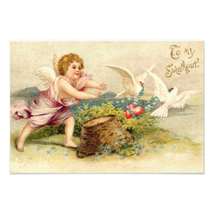 Cupid Cherub Angel Dove Heart Photo Print