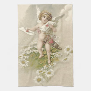 Cupid Cherub Angel Valentine Daisy Tea Towel