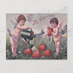 Cupid Cherub Angel Watering Heart Postcard