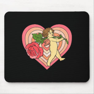 Cupid Cherub Angel With Red Rose Heart Love Valent Mouse Pad