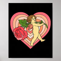 Cupid Cherub Angel With Red Rose Heart Love Valent