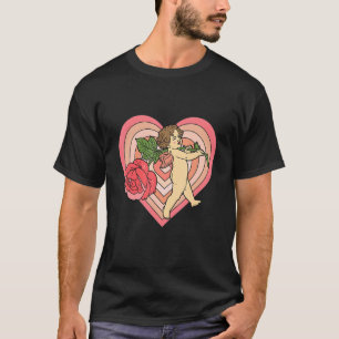 Cupid Cherub Angel with Red Rose Heart Love Valent T-Shirt