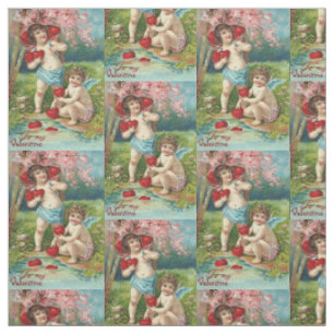 Cupid Cherub Harvesting Heart Tree Fabric