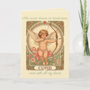 Cupid Cherubic Figure With A Garland and Florals Card