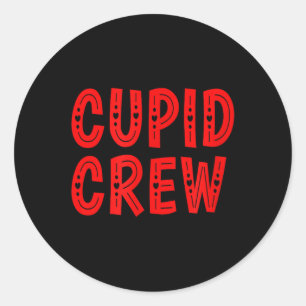 Cupid Crew Valentines Day Matching Group Hearts Gr Classic Round Sticker