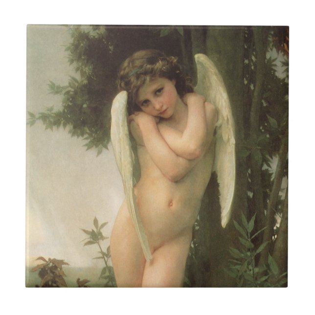 Cupid (Cupidon) Angel Portrait by Bouguereau Ceramic Tile (Front)