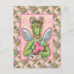 CUPID DRAGON, HEART AND ARROW FANTASY VALENTINE HOLIDAY POSTCARD