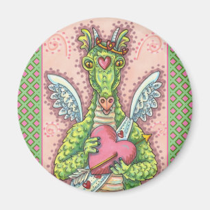 CUPID DRAGON, HEART AND ARROW FANTASY VALENTINE MAGNET